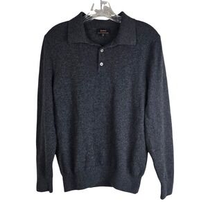 Quince 100% Mongolian Cashmere Long Sleeve Polo Sweater - Charcoal Gray - M